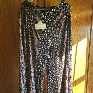 Angie Womens Pants Size Large Wide Leg Floral Print Elastic Waist Pull-On